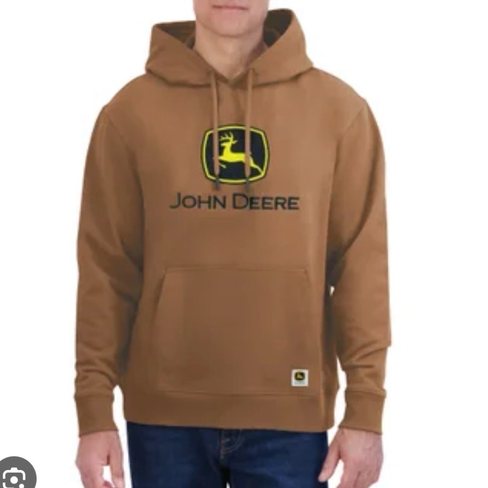 John Deere Brown Hoodie Pullover Sweatshirt M Unisex NWT | Trending Casual